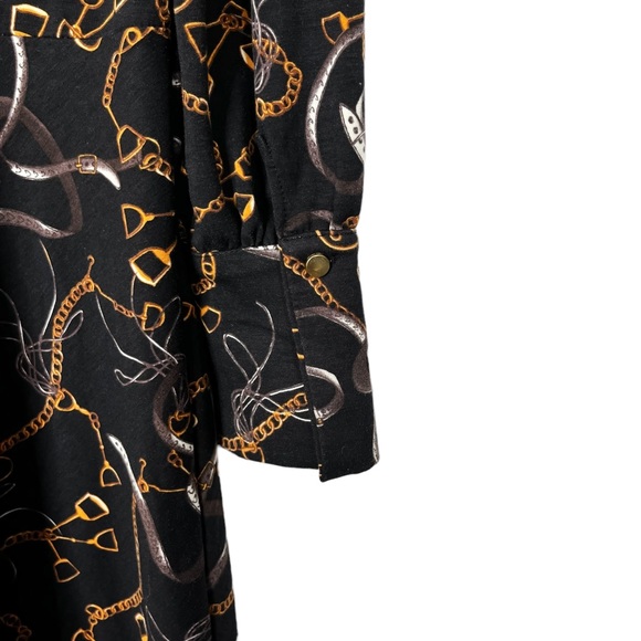 Zara Chain Print Long Sleeve A-Line Mini Dress - Picture 7 of 10